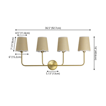 Lila Traditional Coastal Scalloped Fabric Shade/Metal LED Vanity Light